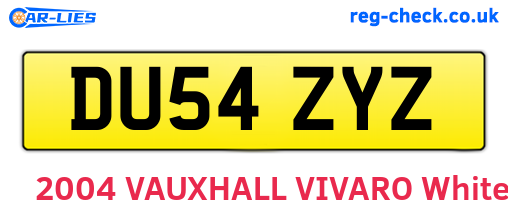 DU54ZYZ are the vehicle registration plates.