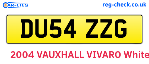 DU54ZZG are the vehicle registration plates.