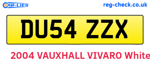 DU54ZZX are the vehicle registration plates.