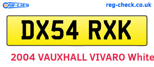 DX54RXK are the vehicle registration plates.