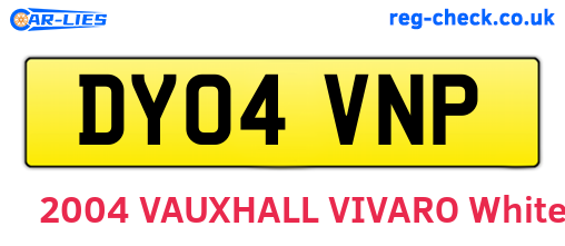 DY04VNP are the vehicle registration plates.