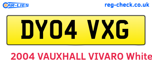 DY04VXG are the vehicle registration plates.