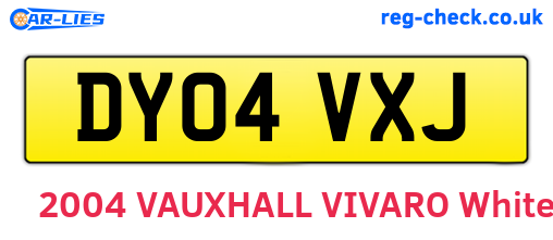 DY04VXJ are the vehicle registration plates.