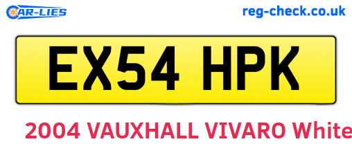 EX54HPK are the vehicle registration plates.