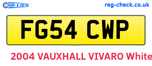 FG54CWP are the vehicle registration plates.
