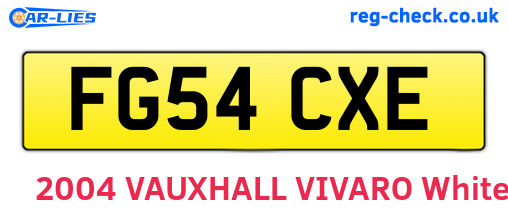 FG54CXE are the vehicle registration plates.