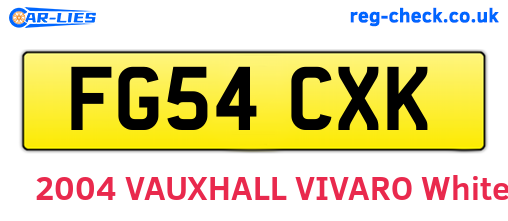 FG54CXK are the vehicle registration plates.