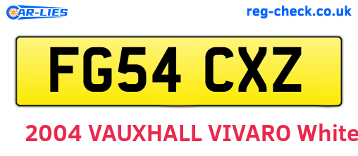 FG54CXZ are the vehicle registration plates.