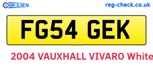 FG54GEK are the vehicle registration plates.