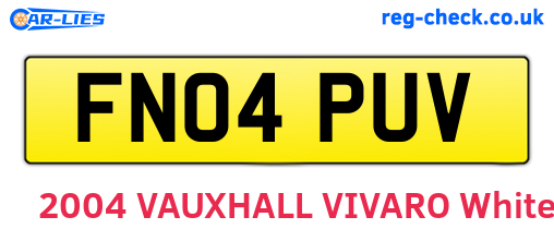 FN04PUV are the vehicle registration plates.