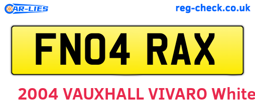 FN04RAX are the vehicle registration plates.