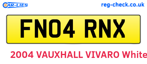 FN04RNX are the vehicle registration plates.