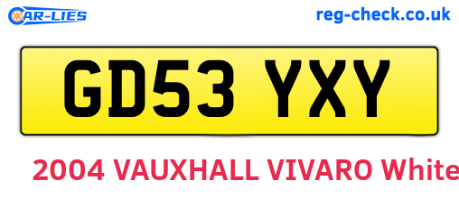 GD53YXY are the vehicle registration plates.