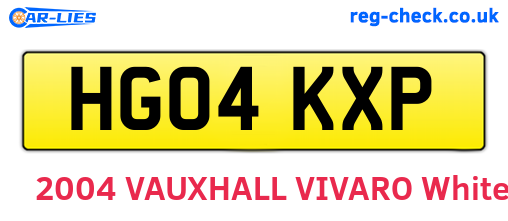 HG04KXP are the vehicle registration plates.