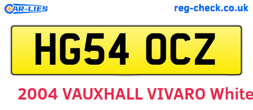 HG54OCZ are the vehicle registration plates.