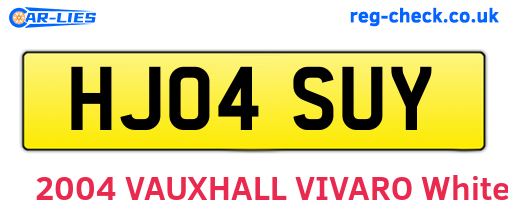 HJ04SUY are the vehicle registration plates.