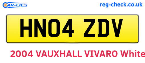 HN04ZDV are the vehicle registration plates.