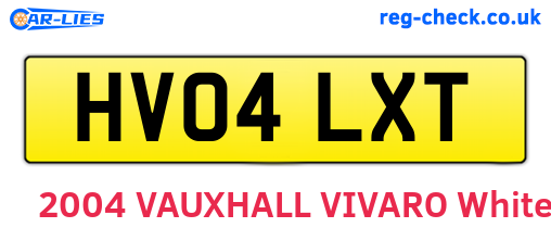 HV04LXT are the vehicle registration plates.