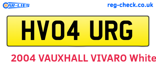 HV04URG are the vehicle registration plates.