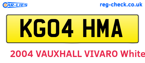 KG04HMA are the vehicle registration plates.