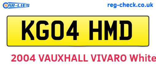 KG04HMD are the vehicle registration plates.