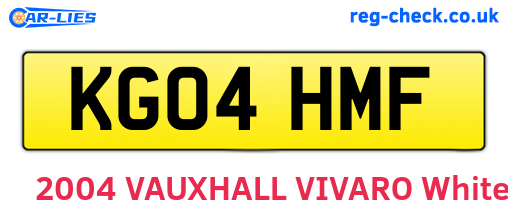 KG04HMF are the vehicle registration plates.