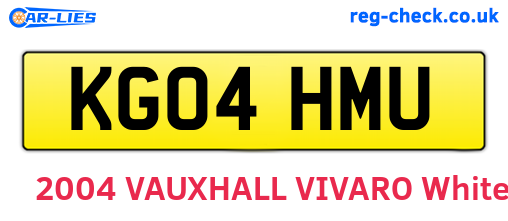 KG04HMU are the vehicle registration plates.