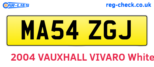 MA54ZGJ are the vehicle registration plates.