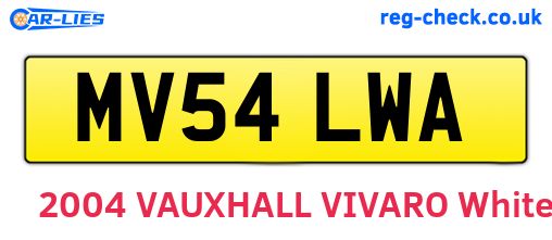 MV54LWA are the vehicle registration plates.
