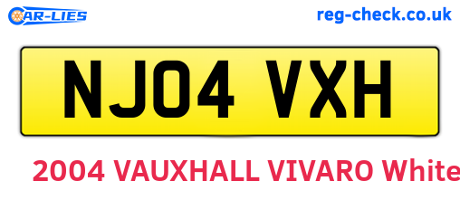 NJ04VXH are the vehicle registration plates.