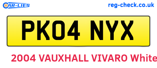 PK04NYX are the vehicle registration plates.