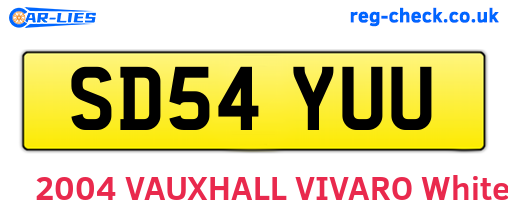 SD54YUU are the vehicle registration plates.
