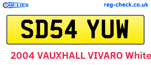 SD54YUW are the vehicle registration plates.