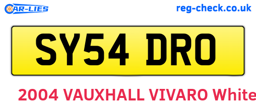 SY54DRO are the vehicle registration plates.