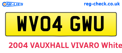 WV04GWU are the vehicle registration plates.