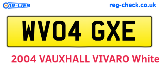 WV04GXE are the vehicle registration plates.