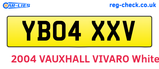 YB04XXV are the vehicle registration plates.