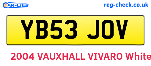 YB53JOV are the vehicle registration plates.