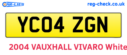 YC04ZGN are the vehicle registration plates.