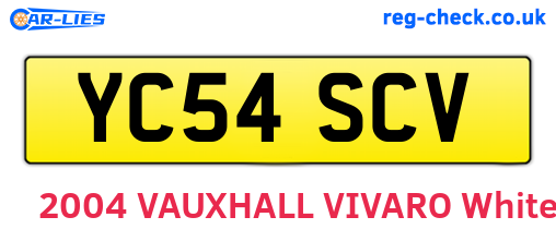 YC54SCV are the vehicle registration plates.