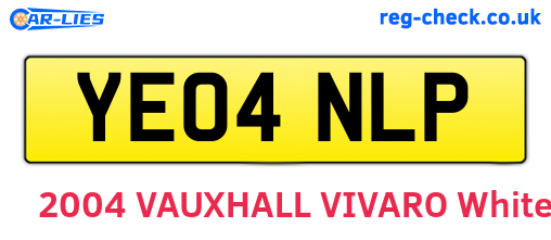 YE04NLP are the vehicle registration plates.