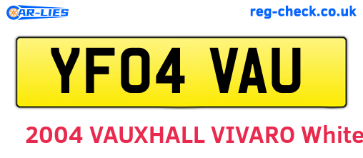 YF04VAU are the vehicle registration plates.