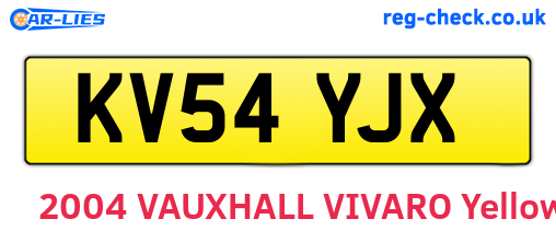 KV54YJX are the vehicle registration plates.