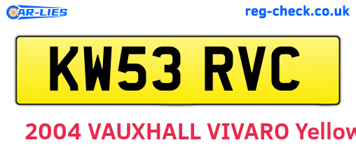 KW53RVC are the vehicle registration plates.