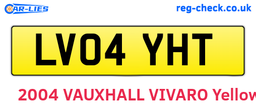 LV04YHT are the vehicle registration plates.