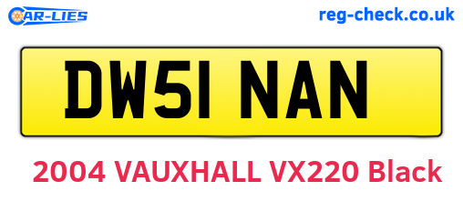 DW51NAN are the vehicle registration plates.