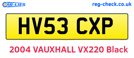 HV53CXP are the vehicle registration plates.