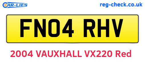 FN04RHV are the vehicle registration plates.