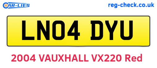 LN04DYU are the vehicle registration plates.