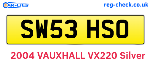 SW53HSO are the vehicle registration plates.